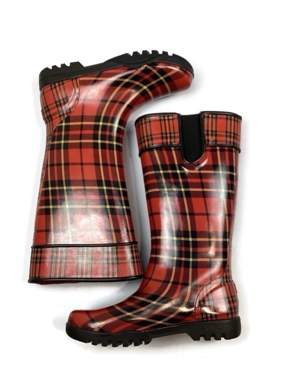 Sperry Tartan Plaid Tall Rubber Rain Boots